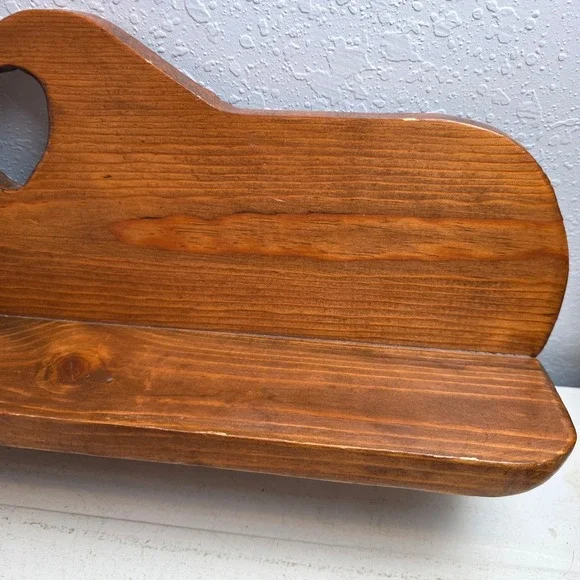 Vintage Rustic Pine Wood Wall Shelf with Heart Cutout and Single Peg Brown - Picture 5 of 11
